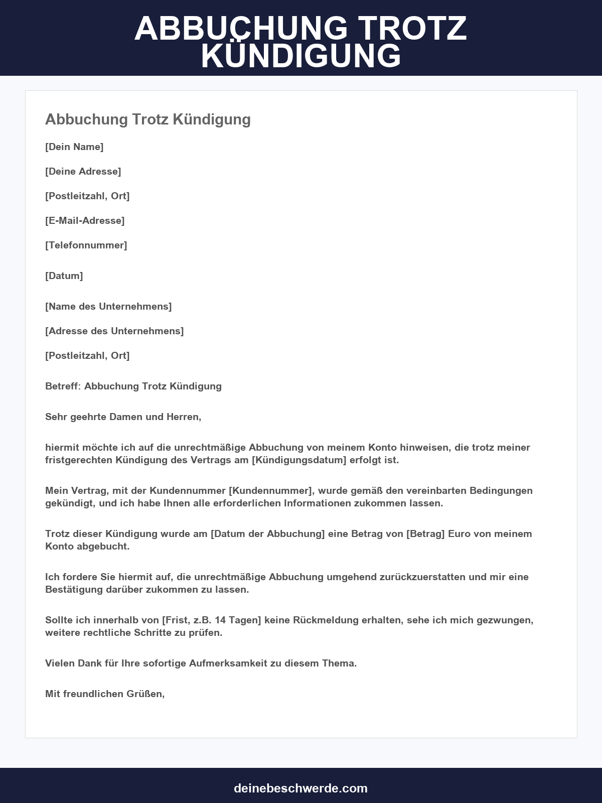 Abbuchung Trotz Kündigung Muster