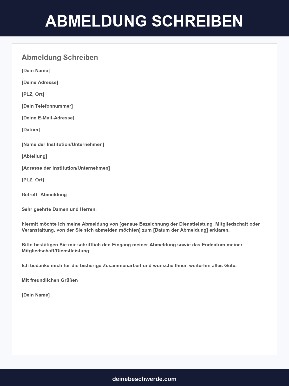 Abmeldung Schreiben