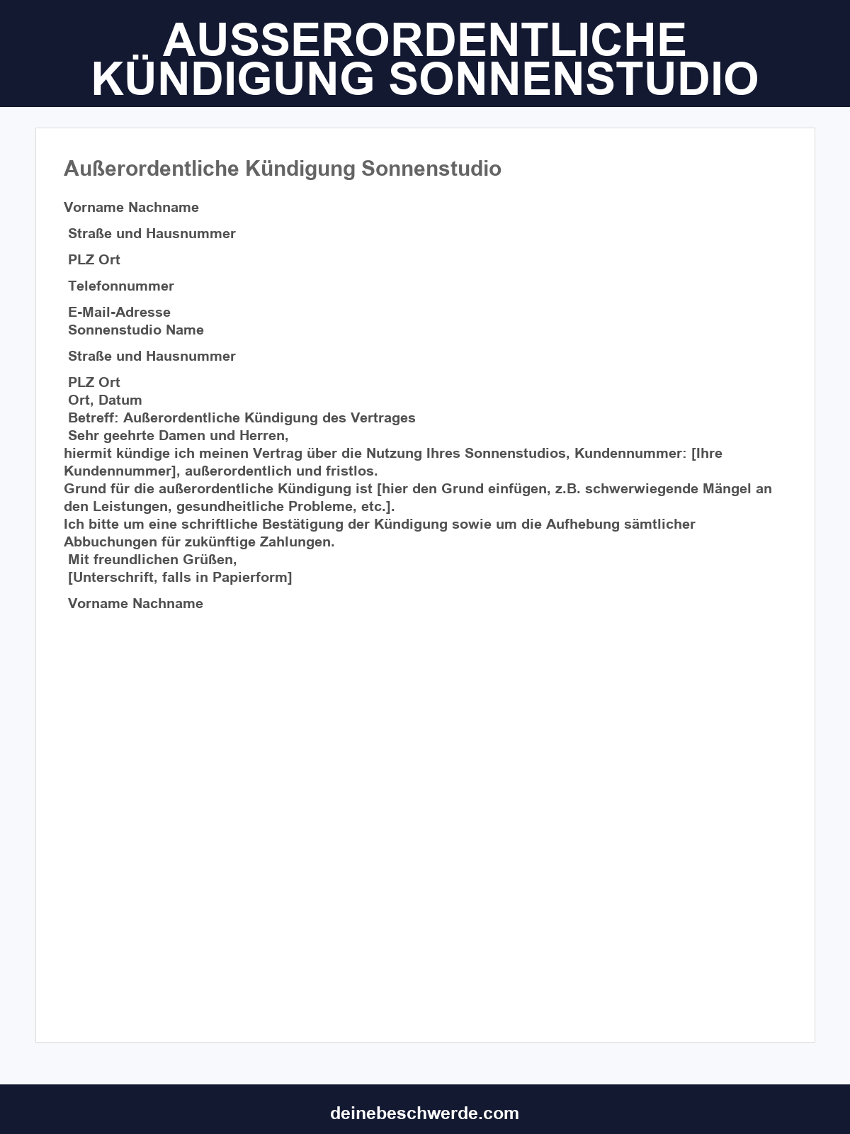 Außerordentliche Kündigung Hausverwaltung Muster