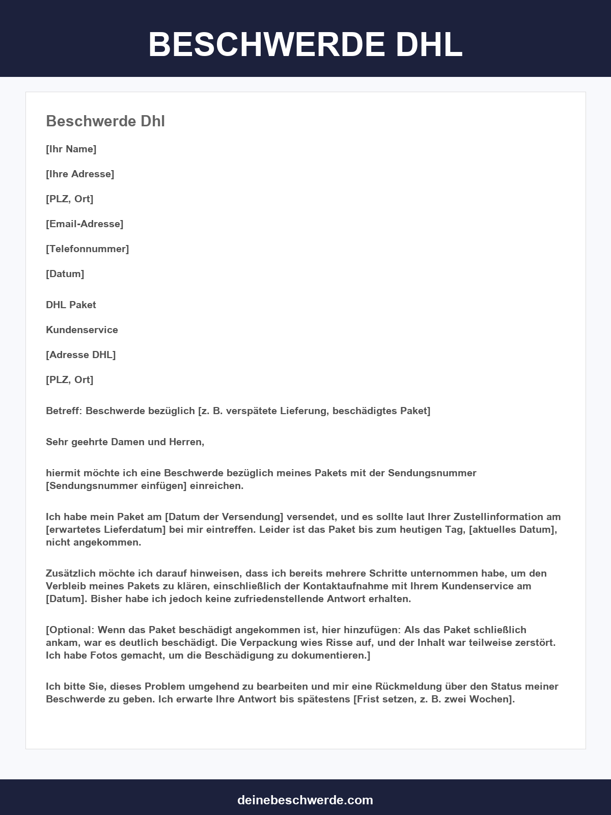 Beschwerde Dhl Muster