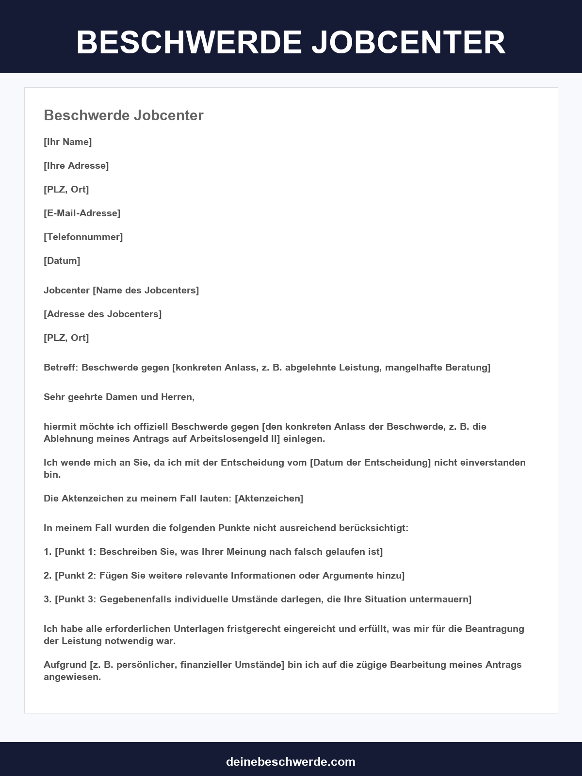Beschwerde Jobcenter Muster