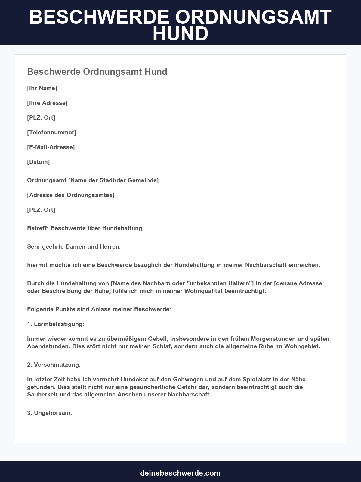 Beschwerde Ordnungsamt Hund