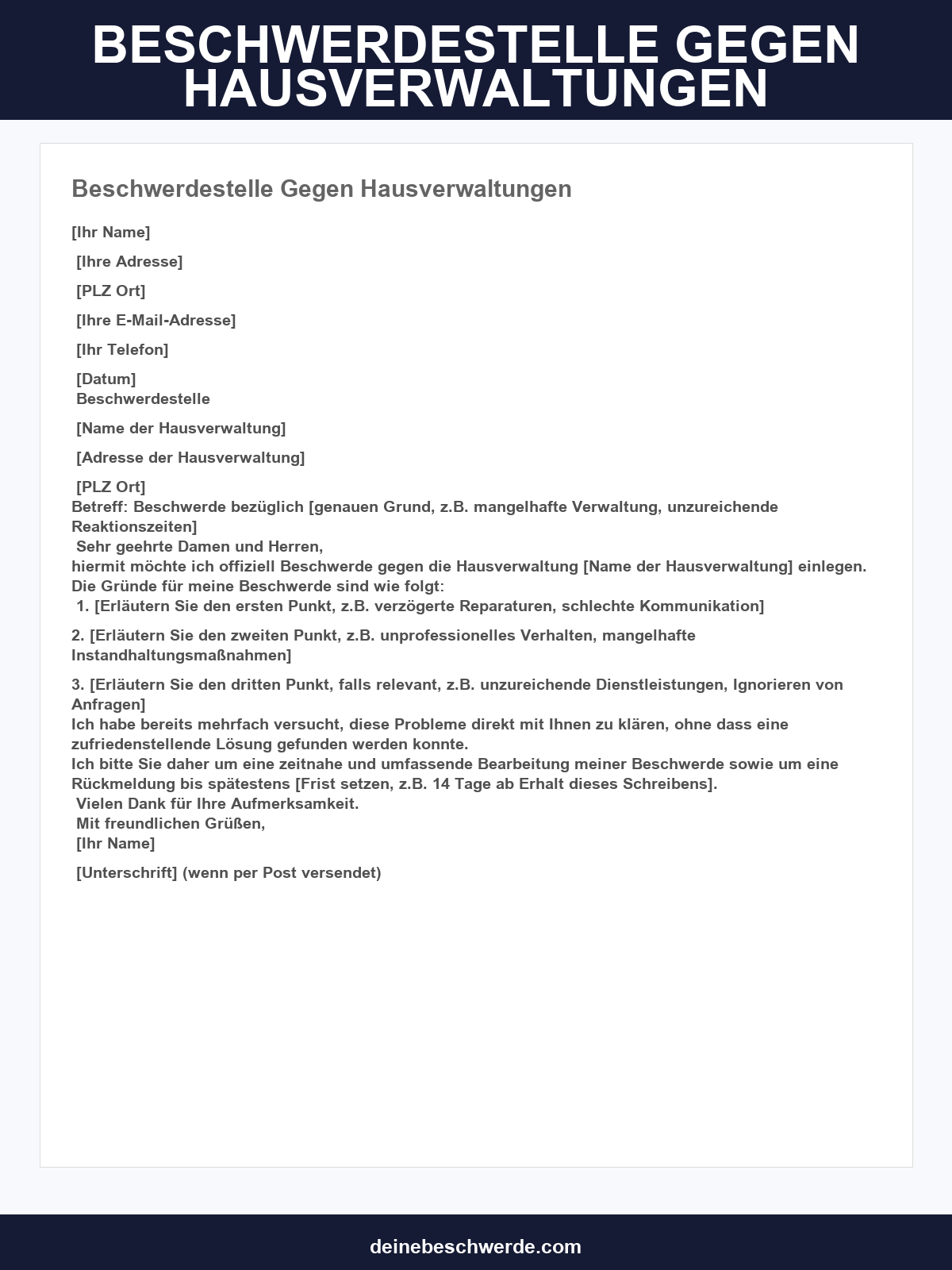 Beschwerdestelle Gegen Hausverwaltungen