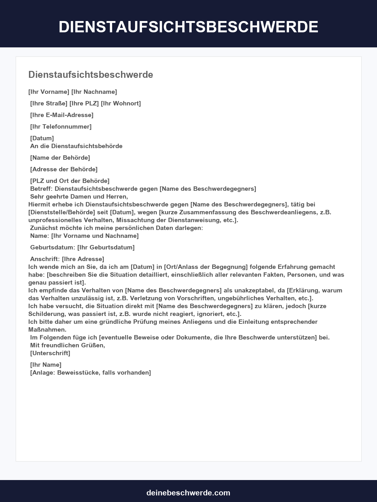 Dienstaufsichtsbeschwerde Muster