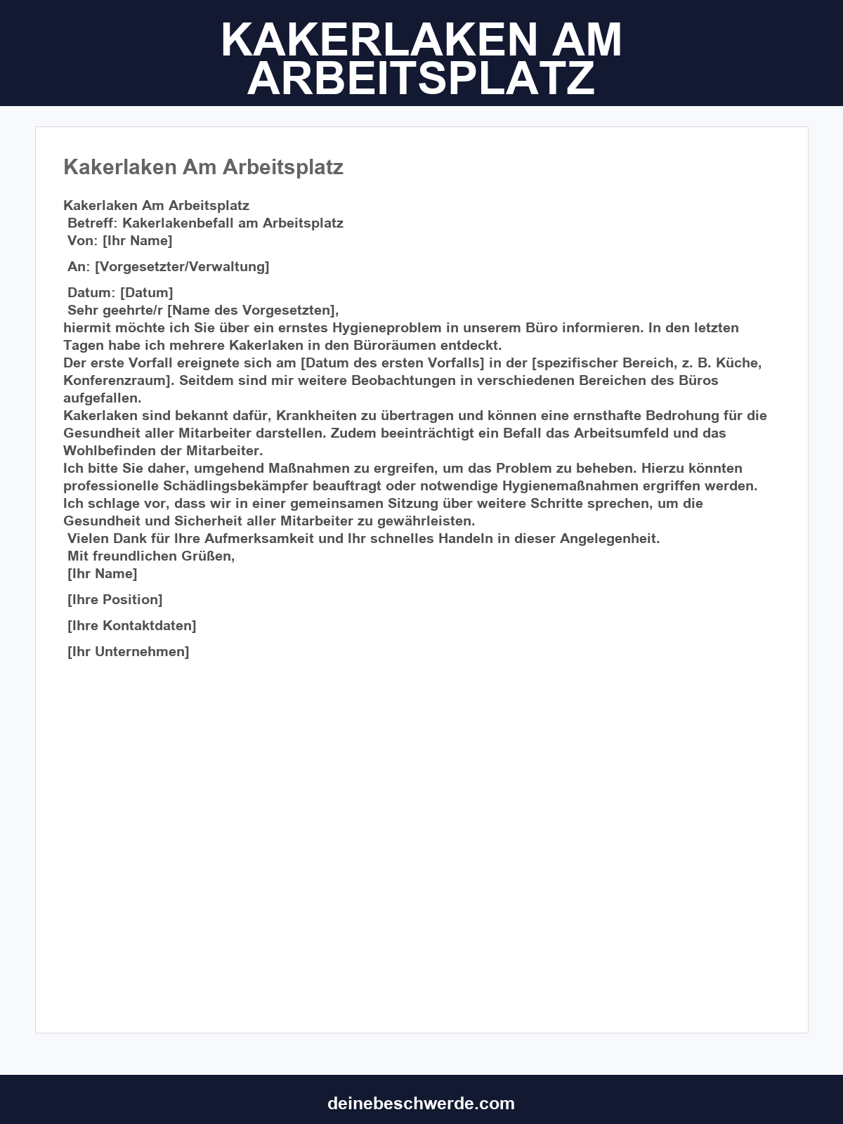 Kakerlaken Am Arbeitsplatz