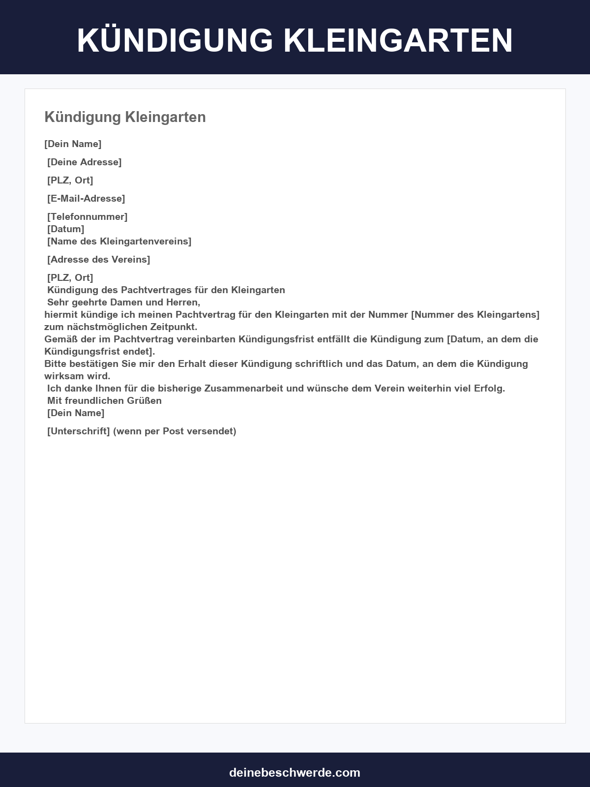 Kündigung Kleingarten