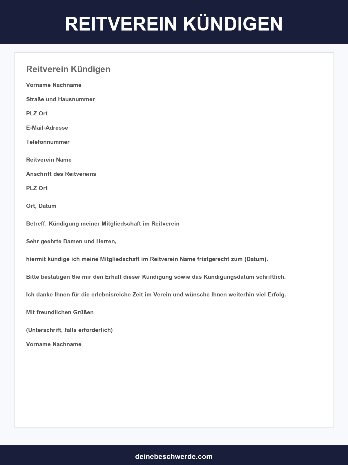 Reitverein Kündigen