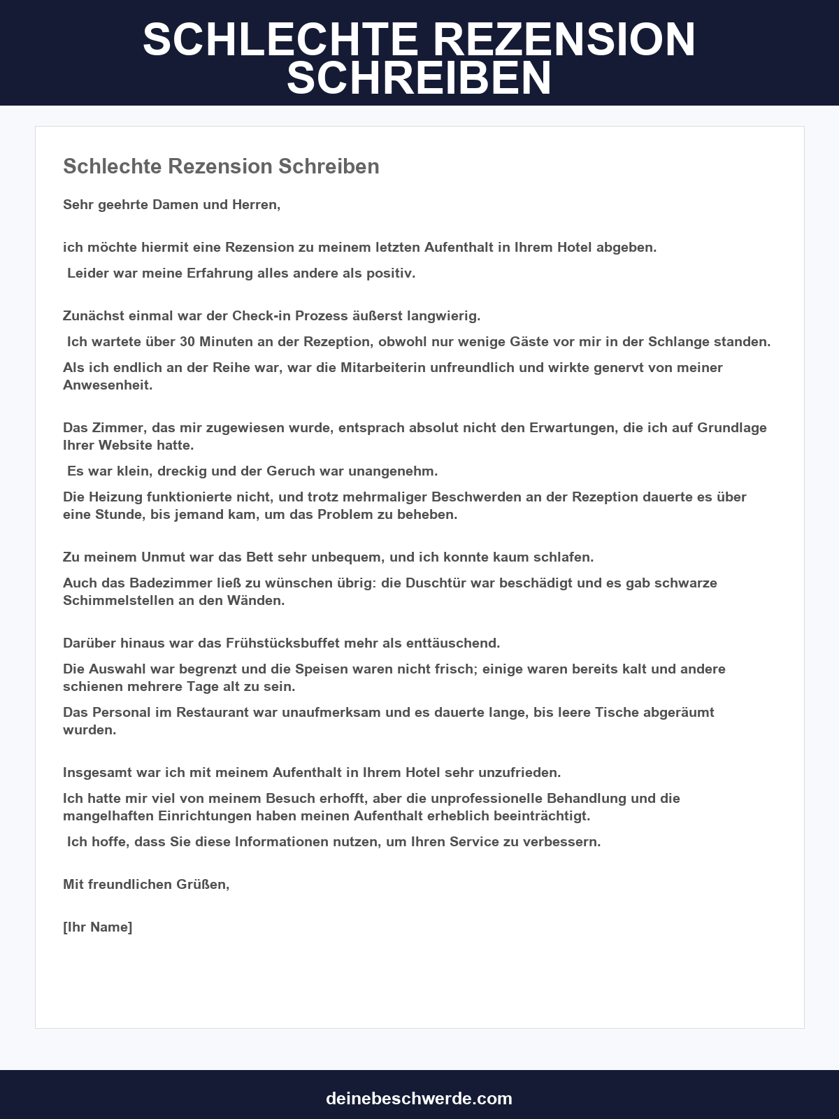 Schlechte Rezension Schreiben Beispiel