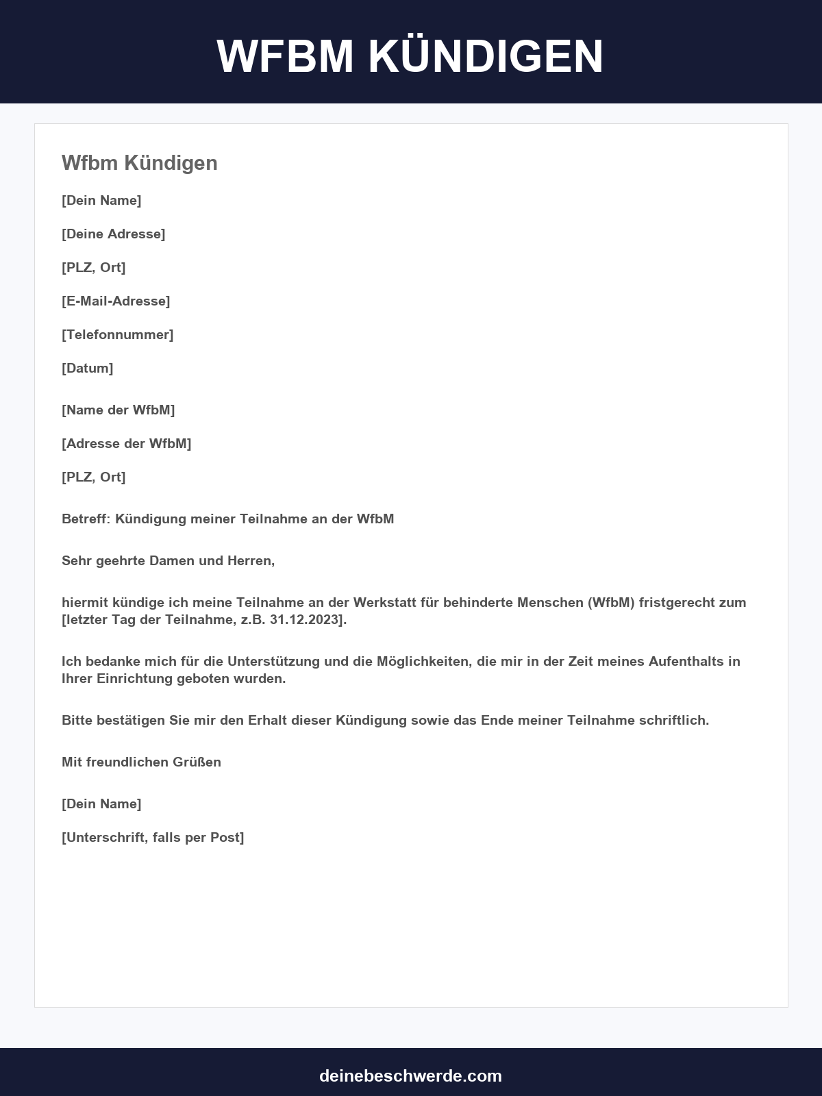 Wfbm Kündigen